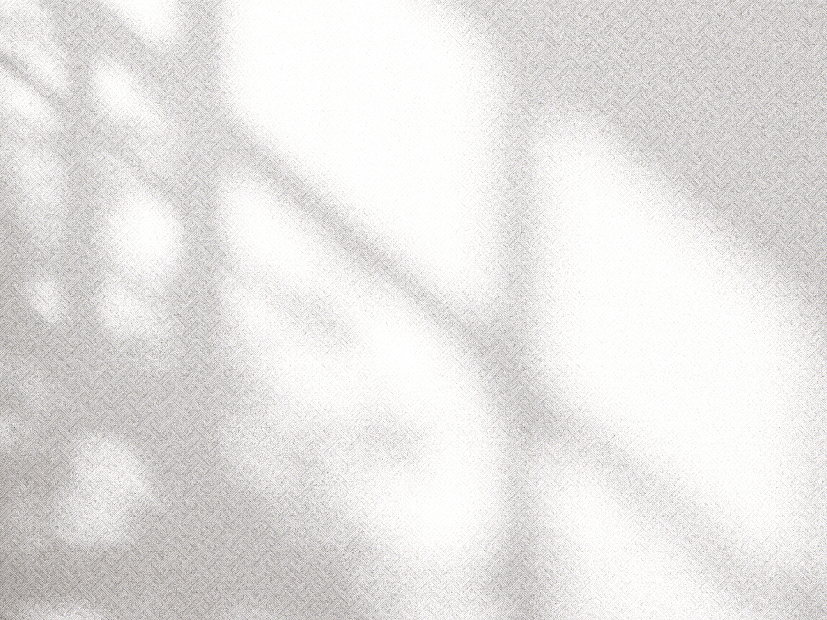 Blank clean white wallpaper wall, brown gold geometric maze patt